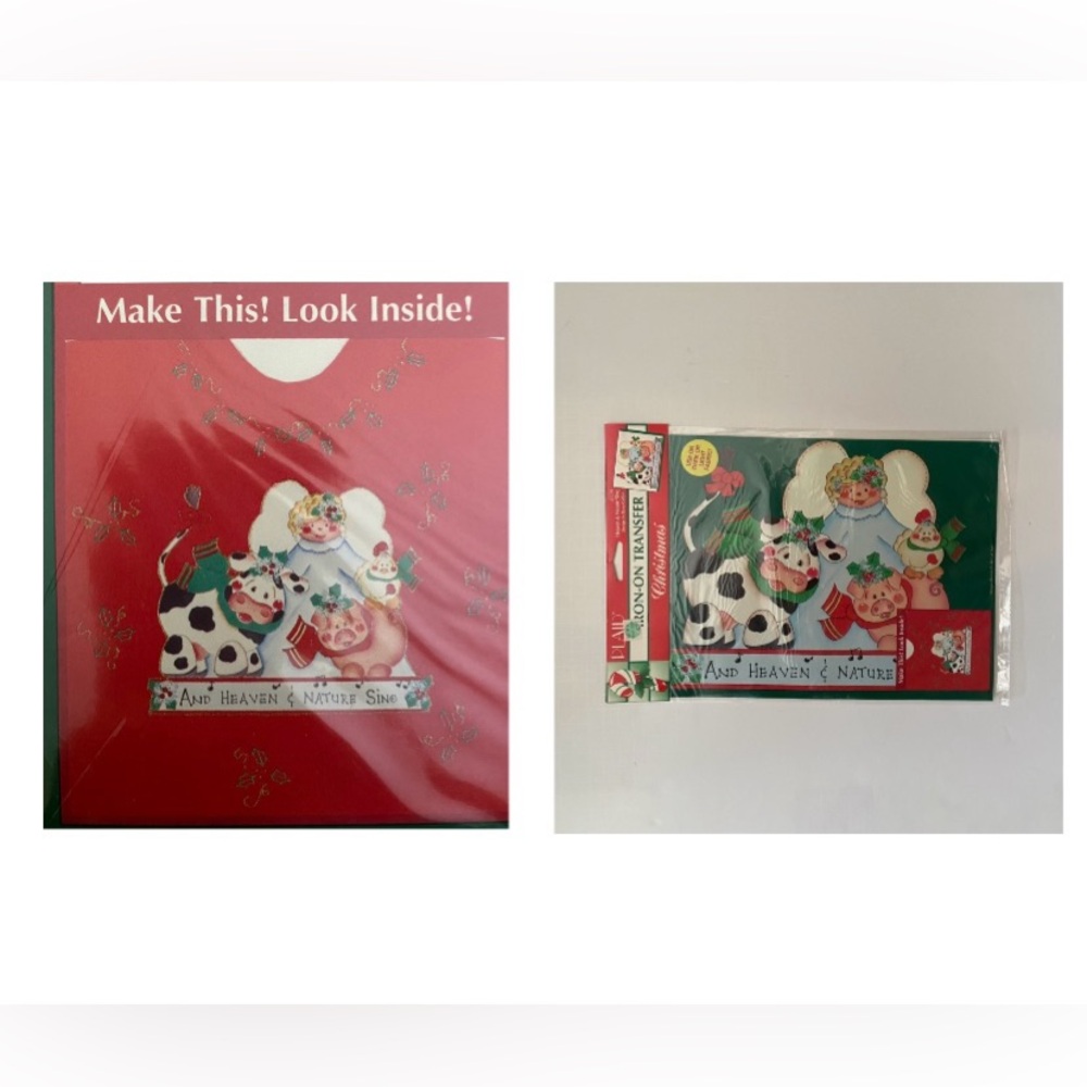 Vintage 1994 Plaid Heaven & Nature Sing Christmas Iron On Transfer Made USA.